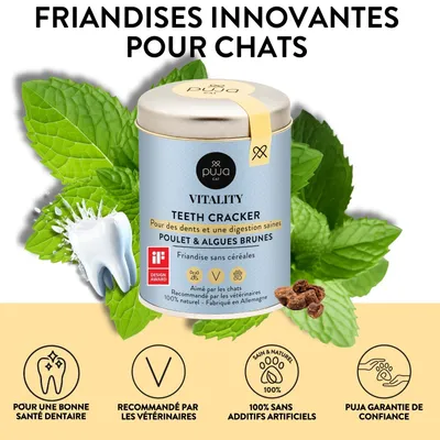 PUJA Vitality Teeth Friandises pour chats au poulet pour des dents saines
