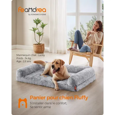 Feandrea FluffyHug Canapé pour Grands Chiens, Housse Amovible Lavable