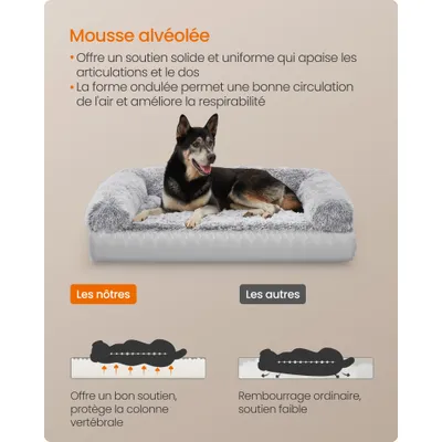 Feandrea FluffyHug Canapé pour Grands Chiens, Housse Amovible Lavable