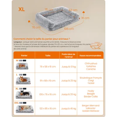 Feandrea FluffyHug Canapé pour Grands Chiens, Housse Amovible Lavable