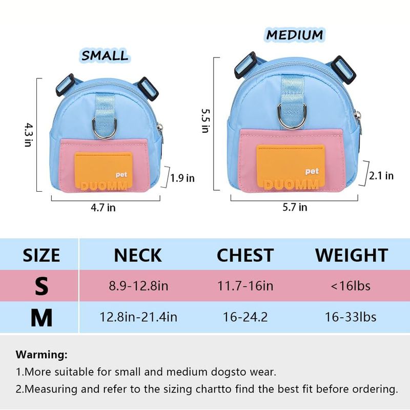 Harnais pour chien avec sac à dos - Bleu