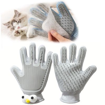 Gant de toilettage 2 en 1 pour chiens et chats Gris