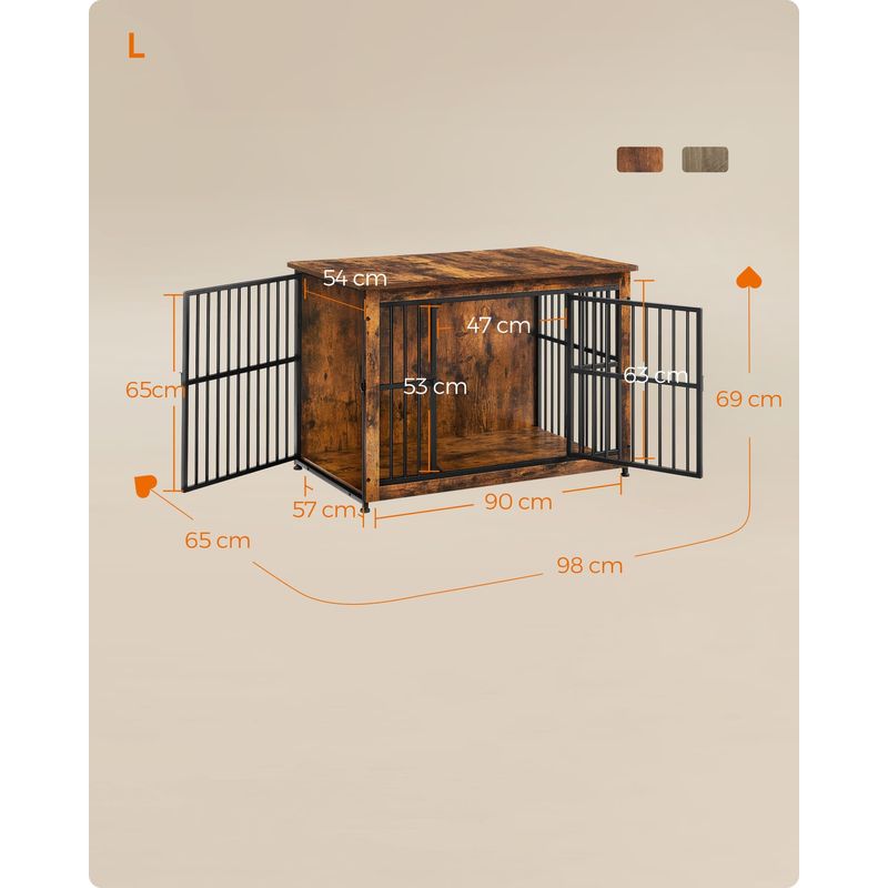 Feandrea Cage pour Chiens, Table d’Appoint, Niche Moderne pour Chiens