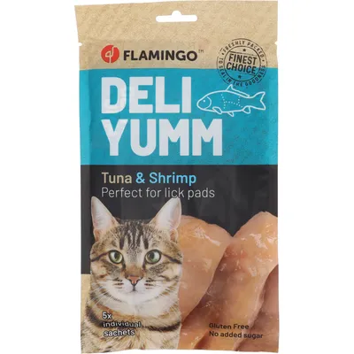 Flamingo - Friandises Deli Yumm Pâté avec thon et crevette 5 sticks de 14 g Flamingo - Friandises Deli Yumm Pâté avec thon et crevette 5 sticks de 14 g