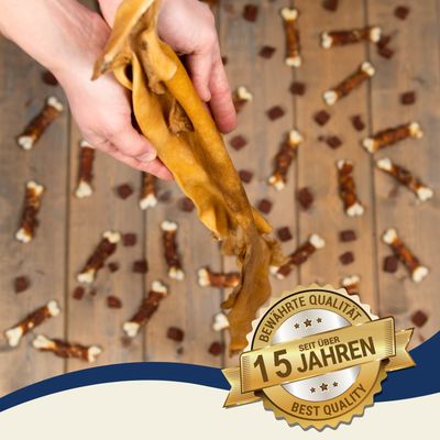 Lyra Pet® Bâtonnets de cuir de tête de bœuf XXL, environ 70 cm