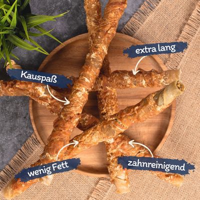 Lyra Pet® rouleaux à mâcher avec poitrine de poulet env. 30-34 cm