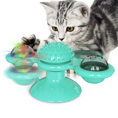 Jouet pour chat - Moulin à vent interactif avec LED et ventouses