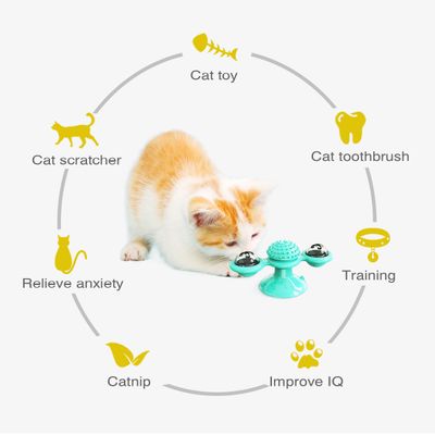 Jouet pour chat - Moulin à vent interactif avec LED et ventouses