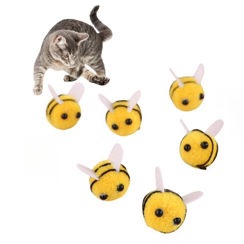 CoolPetGear Lot de 10 jouets en peluche en forme d'abeille pour chat
