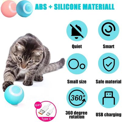 Jouet pour chat - Bille interactive intelligente, roule automatiquement