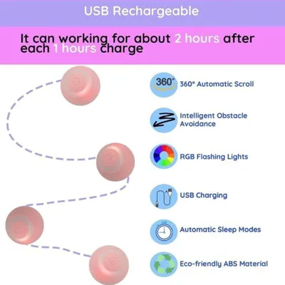 Jouet pour chat - Bille interactive intelligente, roule automatiquement