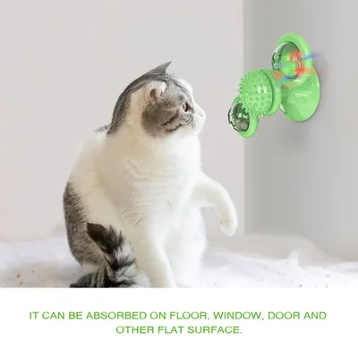 Jouet pour chat - Moulin à vent interactif avec LED et ventouses