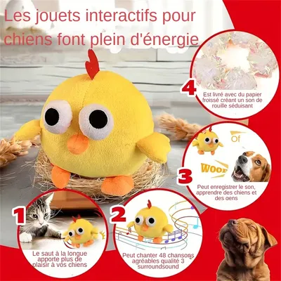 MCBOSON Jouet en peluche pour chien - Poulet sauteur