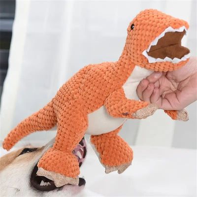 MCBOSON Juguete para perros con forma de dinosaurio, duradero y ruidoso.