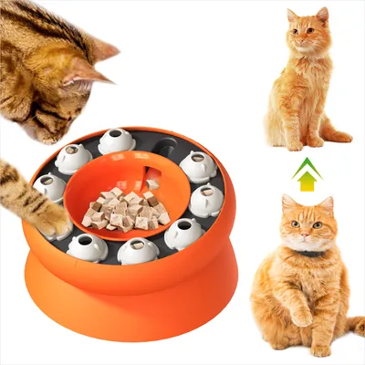 Gamelle pour chat - Surélevée avec support, jouet puzzle interactif Gamelle pour chat - Surélevée avec support, jouet puzzle interactif
