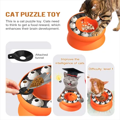 Gamelle pour chat - Surélevée avec support, jouet puzzle interactif