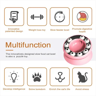 Gamelle pour chat - Surélevée avec support, jouet puzzle interactif