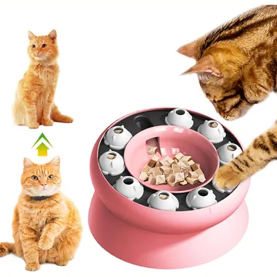 Gamelle pour chat - Surélevée avec support, jouet puzzle interactif Gamelle pour chat - Surélevée avec support, jouet puzzle interactif