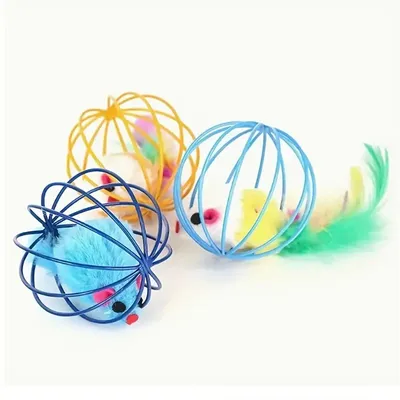 CoolPetGear Lot de 2 balles jouets avec souris et clochette – Chat