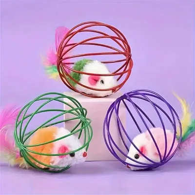 CoolPetGear Lot de 2 balles jouets avec souris et clochette – Chat