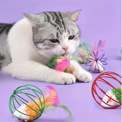 CoolPetGear Lot de 2 balles jouets avec souris et clochette – Chat
