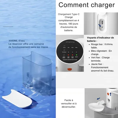 Yaslayp - Fontaine à eau automatique 3L – distributeur d’eau sans fil
