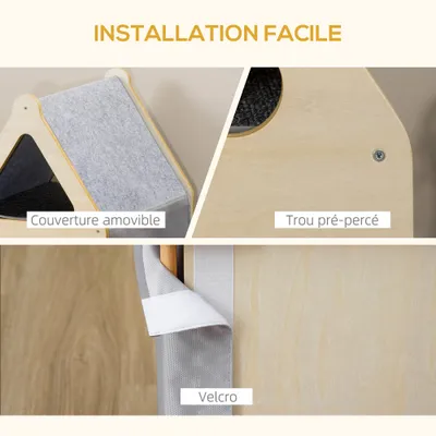 PawHut - niche pour chat design maisonnette H.60 cm - bois clair