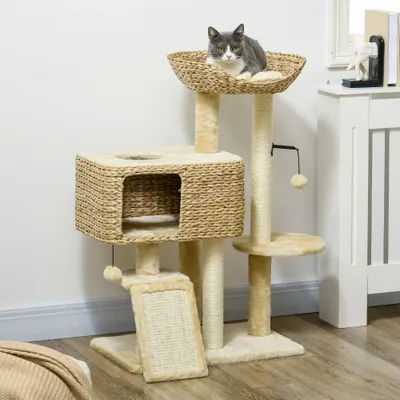 PawHut - arbre à chat style cosy chic H.98 cm - beige