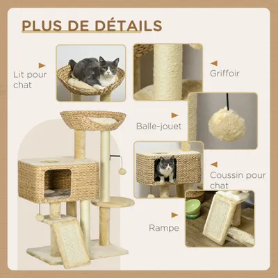 PawHut - arbre à chat style cosy chic H.98 cm - beige