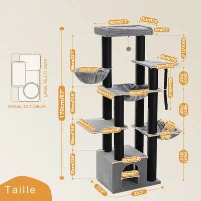 PAWZ Road - Grand arbre à chat – tour multi-niveaux