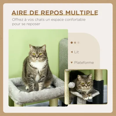 PawHut - arbre à chat multi-équipement H.48 cm - gris