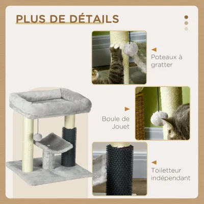 PawHut - arbre à chat multi-équipement H.48 cm - gris