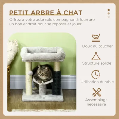 PawHut ? Arbre à chat griffoirs massant panier plateforme jeu boule
