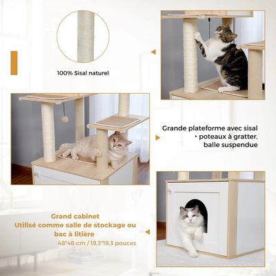 Festas - Arbre à chat avec cache-litière et poteaux en sisal