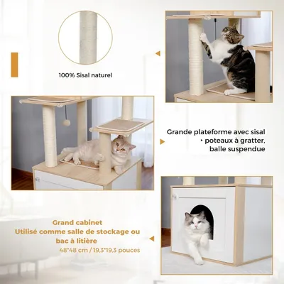 Festas - Arbre à chat avec cache-litière et poteaux en sisal