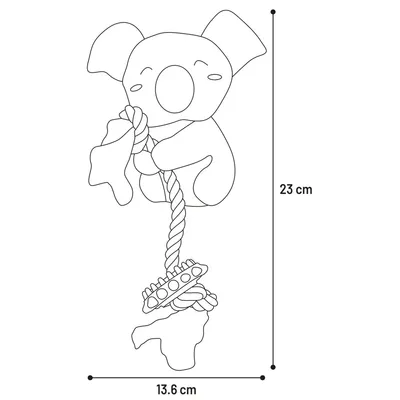 Jouet Didi Koala gris avec corde 23 cm pour Chiot