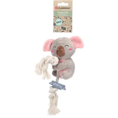 Flamingo - Jouet Didi Koala gris avec corde 23 cm pour Chiot