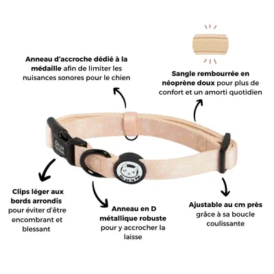 On se la Pet - Collier pour chien rembourré et résistant - Beige Tropical