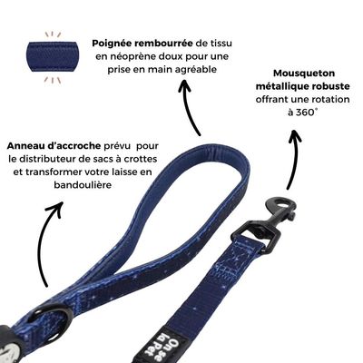 On se la Pet - Laisse pour chien avec poignée rembourrée - Bleu Nuit