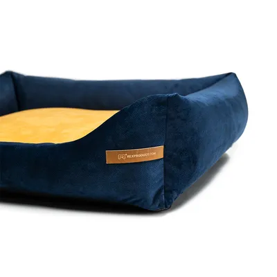 Otto lit orthopédique pour chien 2 en 1, bleu marine avec jaune Otto lit orthopédique pour chien 2 en 1, bleu marine avec jaune