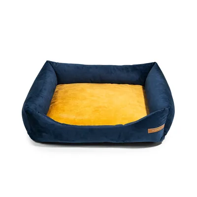 Otto lit orthopédique pour chien 2 en 1, bleu marine avec jaune Otto lit orthopédique pour chien 2 en 1, bleu marine avec jaune