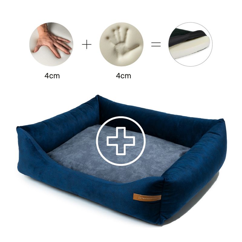 Otto lit orthopédique pour chien 2 en 1, bleu marine  avec  graphie
