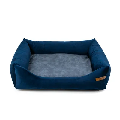 Otto lit orthopédique pour chien 2 en 1, bleu marine avec graphie Otto lit orthopédique pour chien 2 en 1, bleu marine avec graphie