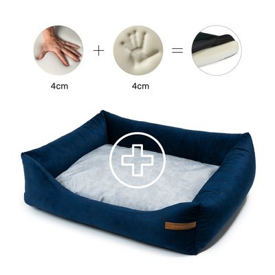Otto lit orthopédique pour chien 2 en 1, bleu marine avec gris