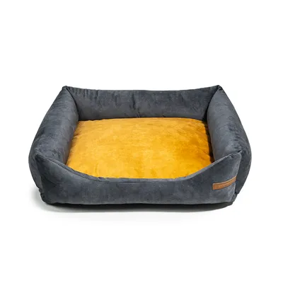 Otto lit orthopédique pour chien 2 en 1, graphite avec jaune Otto lit orthopédique pour chien 2 en 1, graphite avec jaune
