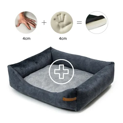 Otto lit orthopédique pour chien 2 en 1, graphite avec gris Otto lit orthopédique pour chien 2 en 1, graphite avec gris