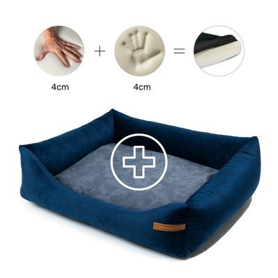 Otto lit orthopédique pour chien 2 en 1, bleu marine  avec  graphie