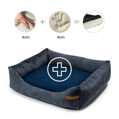 Otto lit orthopédique pour chien 2 en 1, graphite avec bleu marine