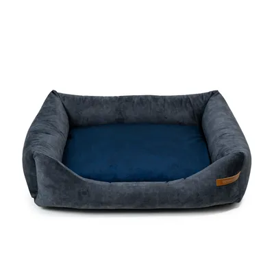 Otto lit orthopédique pour chien 2 en 1, graphite avec bleu marine Otto lit orthopédique pour chien 2 en 1, graphite avec bleu marine