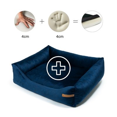 Otto lit orthopédique pour chien 2 en 1, bleu marine